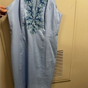 Lilly Pulitzer Blue Sleeveless Sheath Midi Dress